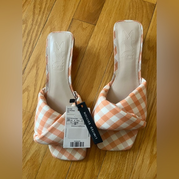 NWT Mango Heel gingham Vichy sandals - Picture 12 of 12